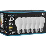 Mexen Nova 6x LED крушка E27, A60, 7W, Топла - 3000K, 735 лм - L100-E27-0730-01x06 (L100-E27-0730-01x06)