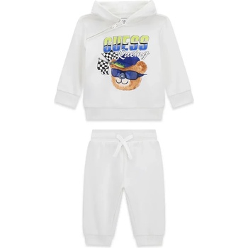 Guess Бял спортен екип за бебе момче с цветно мече Guess Racing