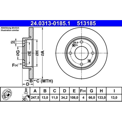 Brzdový kotúč ATE PowerDisc 24.0313-0185.1