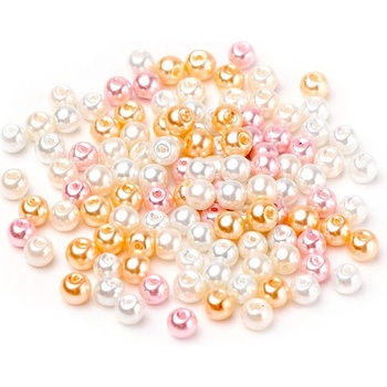 Sklenené korálky perleťové 6mm cca 200ks - marhuľový mix