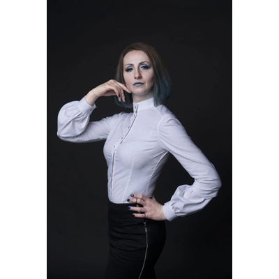 MANON Košile Dino se stojáčkem a patenty Bílá