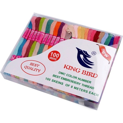 Priadza vyšívacia typ mouline King Bird sada 100 ks/8 m