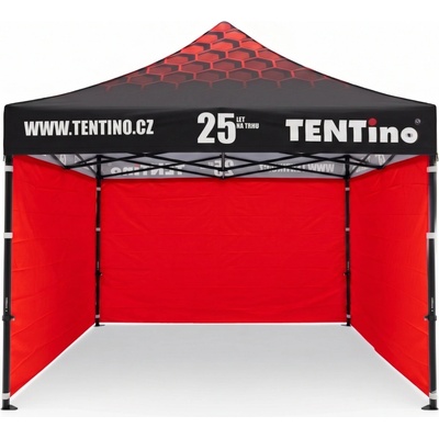 TENTino PROMO 3x3 m STEEL s potlačenou STRECHOU 7A - ČERVENÁ, konstrukce + střecha TENTino + 1x boční strana