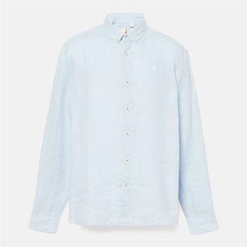 Timberland Риза Timberland Men's Mill Brook Linen Leaf Green Long-Sleeve Plain Shirt - Skyway