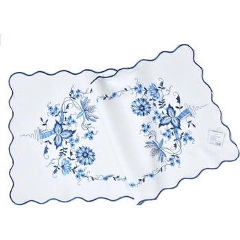 Raebel Vyšívaný modro biely behúň CY5898M biela Polyester 40x140 cm