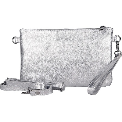 Borse in Pelle Malá kožená crossbody kabelka či psaníčko no. 73 stříbrná