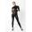 Noir Handmade F319 Caged Wetlook Catsuit with Zippers and Ring S
