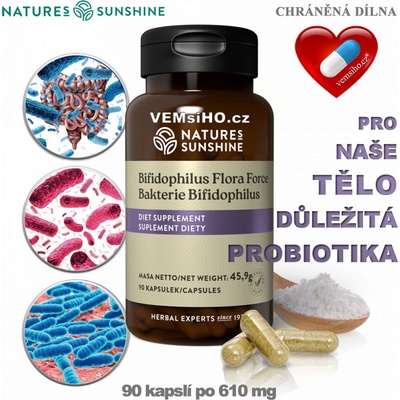 Nature’s Sunshine Baktérie Bifidophilus Flora Force 90 kapsúl po 510 mg