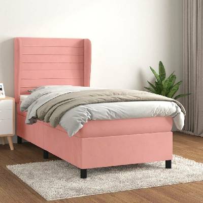 vidaXL 3129251 Boxspring postel s matrací samet / barva Růžová