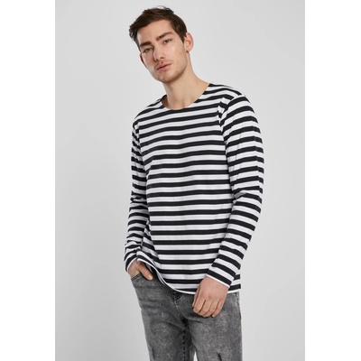 Urban Classics Мъжка блуза в черно и бяло Urban Classics Regular Stripe LS UB-TB3801-01248 - Черен, размер XXL