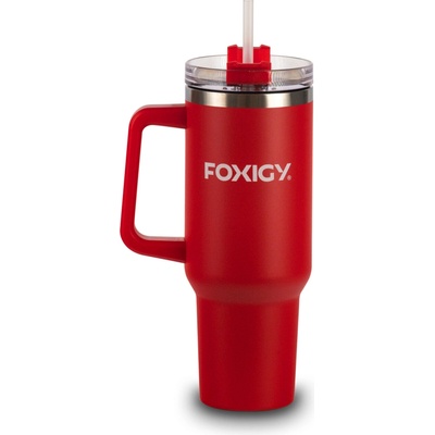 Foxigy Termohrnček do auta so slamkou 1200 ml Cherry
