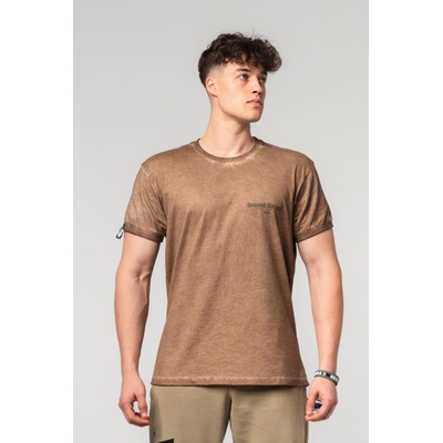 Nebbia Washed-off bavlněné tričko Max out 357 hnědé