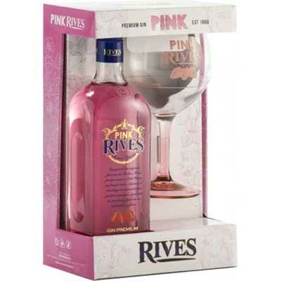 Rives Pink Gin GiftBox 37,5% 0.7 l (dárkové balení 1 sklenice)