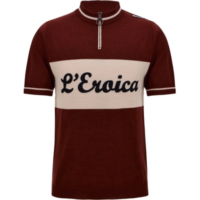 Santini Мъжка фланелка с къс ръкав за колоездене Santini Eroica Vino Wool Jersey Cycling jersey - Bordeaux (056-3918-0114)