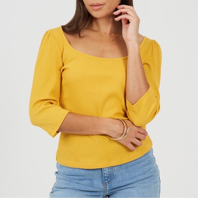 Brave Soul Тениска Brave Soul Women's Puff Sleeve Long Sleeve T-Shirt - Sunflower