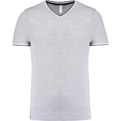 Kariban Vintage K374 pánske piqué tričko s výstrihom do V oxford grey