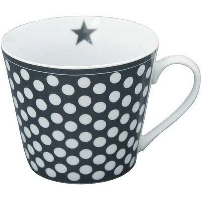 Krasilnikoff Porcelánový hrnek Dark grey dots 350 ml