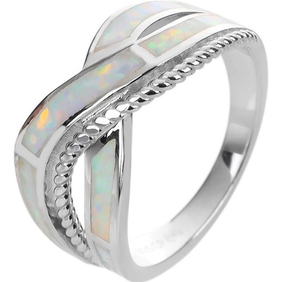 Bealio stříbrný prsten VLNKY bílý OPÁL 03 12576 3313