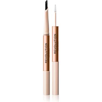 Makeup Revolution Fluffy Brow Filter Duo двустранен молив за вежди за фиксиране и оформяне цвят Ash Brown 0.12 гр