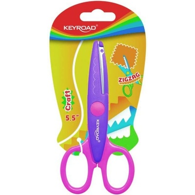 Detské nožnice KEYROAD cik-cak, 13 cm, blister, mix farieb