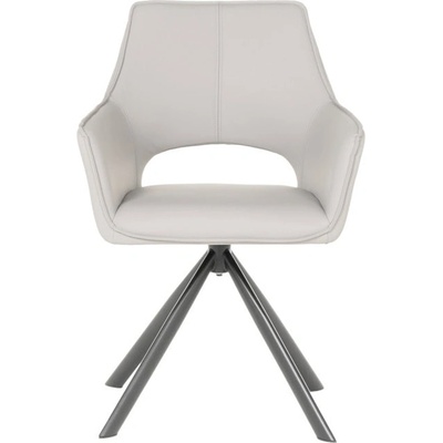 Carmen Трапезен стол Carmen READING 2, до 120kg. , силиконова кожа, прахово боядисана метална база, въртене на 360°, сив (bt-3532379)