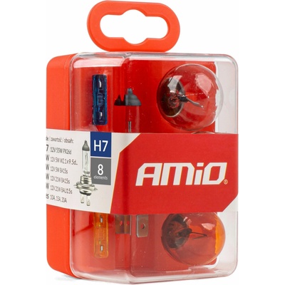 AMiO Sada halogenových žárovek a pojistek do auta 8 ks H7 01499