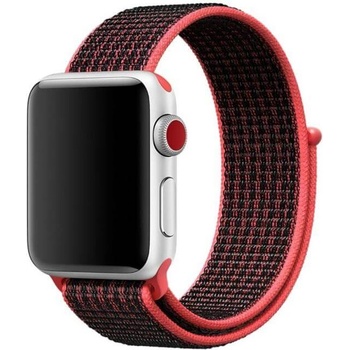 Apple Оригинална текстилна каишка за Apple Watch 42мм, 44мм, 45мм, 46мм, Ultra 49мм - Apple Watch Nike Band Sport Loop (черен-червен) (mrpg2zm)