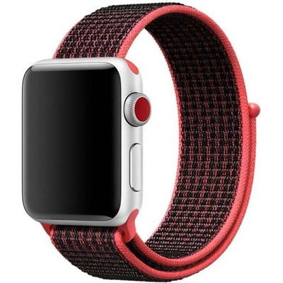 Apple Оригинална текстилна каишка за Apple Watch 42мм, 44мм, 45мм, 46мм, Ultra 49мм - Apple Watch Nike Band Sport Loop (черен-червен) (mrpg2zm)