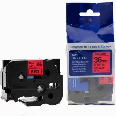 Compatible Съвместима лента с Brother TZ-461 / TZe-461, 36mm x 8m, черен печат / червен фон (TZe461)