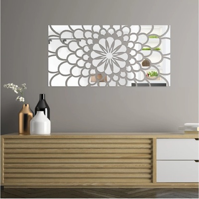 Flexistyle Samolepící dekorace zrcadlová Flower Power 140x70cm Stříbrná