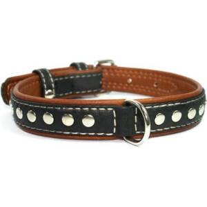 COLLAR Кожен нашийник с метално приложение - 30 - 39см, 20мм - черен