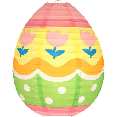 Party Papierový lampión veľkonočné vajíčko s tulipánmi 25 cm dekorácia
