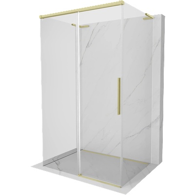 Mexen Rox-3S L 3-стенна плъзгаща се душ кабина 145 x 95 см, прозрачна, златиста четкана - 8C2L-145-095-55-00-3S (8C2L-145-095-55-00-3S)