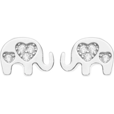 Argento Strieborné náušnice - slon, číre okrúhle zirkóny 67337