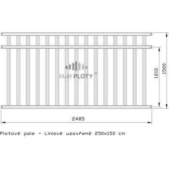 M&M PLOTY - Kovové plotové pole - Liniové uzavřené, grafit Rozměry(š x v): 250 x 100 cm