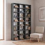 TopMebel Библиотека TopMebel от меламин в цвят бетон сив 102x16x178см