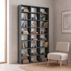 TopMebel Библиотека TopMebel от меламин в цвят бетон сив 102x16x178см