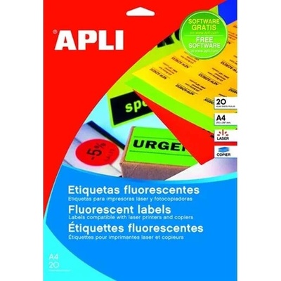 APLI Etikety, 99,1x67,7 mm, zaoblené rohy, APLI, neónovo oranžové, 160 etikiet/bal