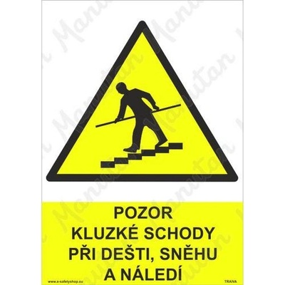 Manutan Pozor kluzké schody při dešti, sněhu a náledí, plast 210 x 297 x 2 mm A4