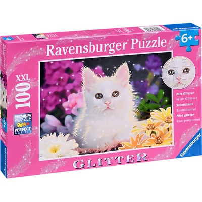 Ravensburger Блестящ пъзел Ravensburger от 100 XXL части - Котка (13358)