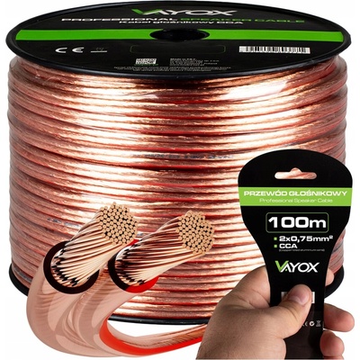 REPRODUKTOROVÝ KABEL DVOUŽILOVÝ PROFESIONÁLNÍ AUDIO 2x0,75mm 100m VAYOX