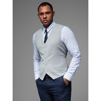 Ombre Clothing Мъжка структурирана жилетка по поръчка с джобове Ombre Clothing Ombre Clothing | Siv | МЪЖЕ | S