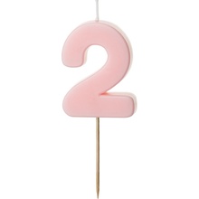 PartyDeco Narodeninová sviečka 2 svetlo ružová