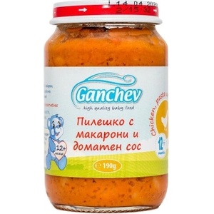 Ганчев пюре пиле с макарони и доматен сос - 220 г