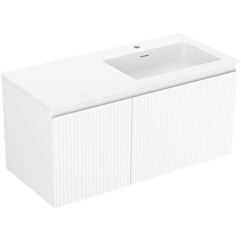 Mexen Rivel шкафче за баня 100 см с мивка Otis дясна, 1S, 1D, оребрен, бял мат - 91A23-10047-3-BBFF01-W18P01 (91A23-10047-3-BBFF01-W18P01)