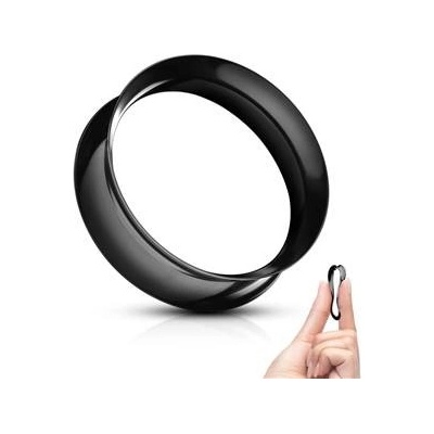 Šperky4U silikonový tunel do ucha tenkostěnný černý TN01124K-08