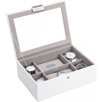 Stackers Кутия за ръчни часовници Stackers със стъклен капак бяло-бежова (73593)