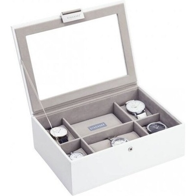 Stackers Кутия за ръчни часовници Stackers със стъклен капак бяло-бежова (73593)