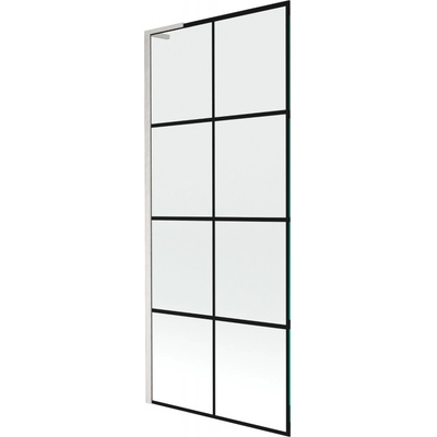 Mexen Next L преграда за вана 1-крила 80 x 150 cm, черна решетка, четкан никел - 895-080-000-03-77-97 (895-080-000-03-77-97)