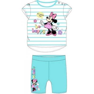 E plus M Dojčenská / detská bavlnená letná súprava / set tričko a šortky Minnie Mouse Disney tyrkysová